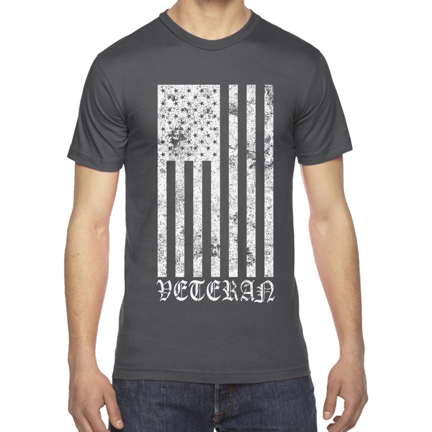 MENS VERTICAL US AMERICAN FLAG VETERAN MILITARY USA AMERICAN APPAREL T ...