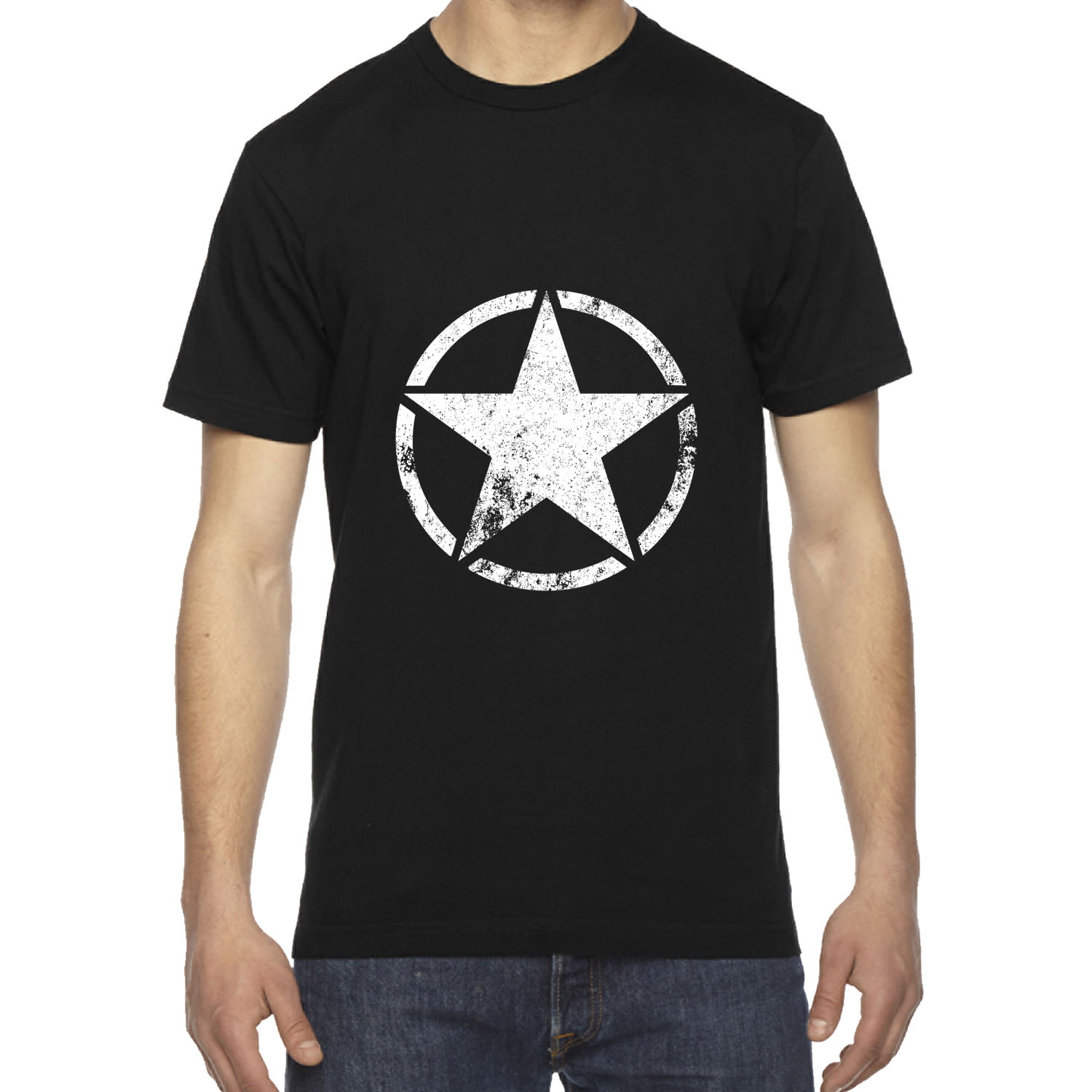 MENS VINTAGE MILITARY STAR VINTAGE WHITE VINTAGE US AMERICAN APPAREL T ...